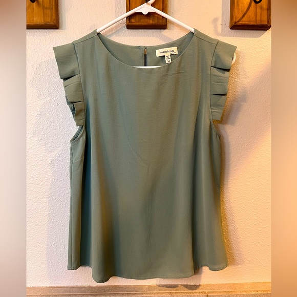 Monteau Tops - Monteau Sleeveless Blouse with ruffle sleeve